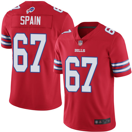 Men Buffalo Bills 67 Quinton Spain Limited Red Rush Vapor Untouchable NFL Jersey